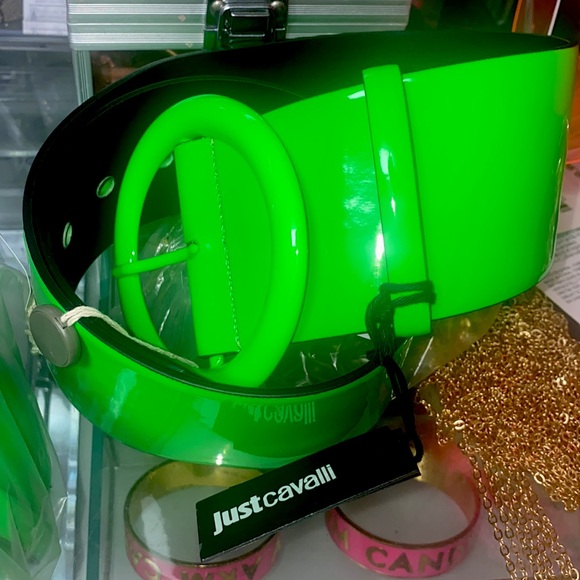 Roberto Cavalli, patent leather Just Cavalli neon green wide waist belt main image 7